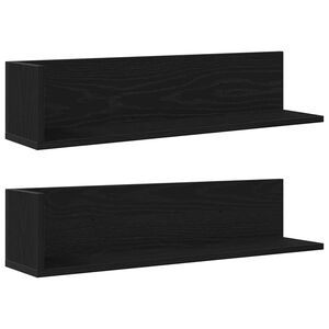 vidaXL Estantes de pared 2 uds madera ingenier&iacute;a negro 75x16,5x16,5 cm