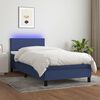 vidaXL Cama box spring con colch&oacute;n y LED tela azul 90x190 cm