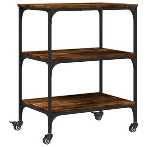 vidaXL Carrito de cocina madera ingenier&iacute;a roble ahumado 60x41x76 cm