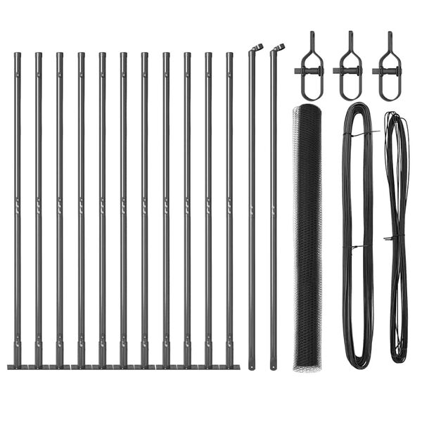 vidaXL Poste de Valla Gris 25 x 1,6 m (malla de 13 mm) Acero y PVC