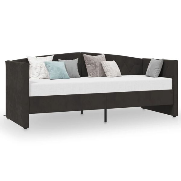 vidaXL Sof&aacute; cama con colch&oacute;n USB terciopelo negro 90x200 cm