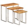 vidaXL Set de 3 mesas apilables con borde natural madera maciza acacia