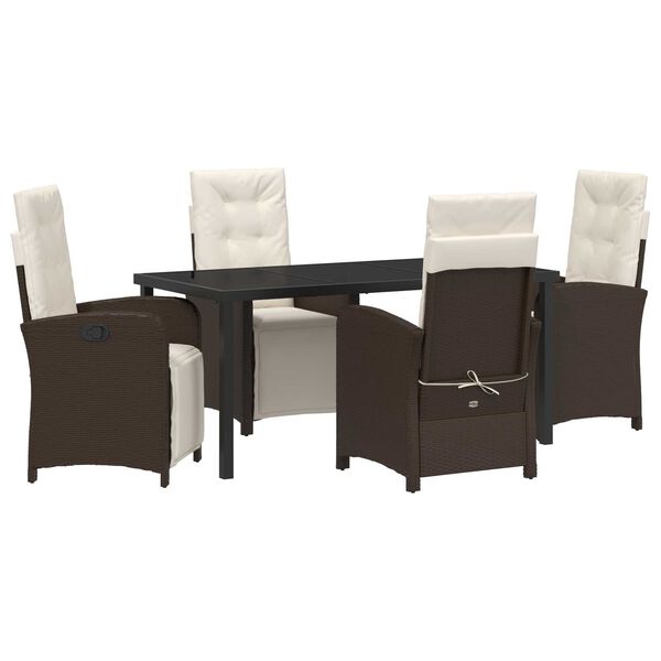 vidaXL Conjunto de Comedor de Jard&iacute;n 5 pcs Marr&oacute;n rat&aacute;n sint&eacute;tico