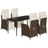 vidaXL Set comedor de jard&iacute;n 5 piezas y cojines rat&aacute;n sint&eacute;tico marr&oacute;n