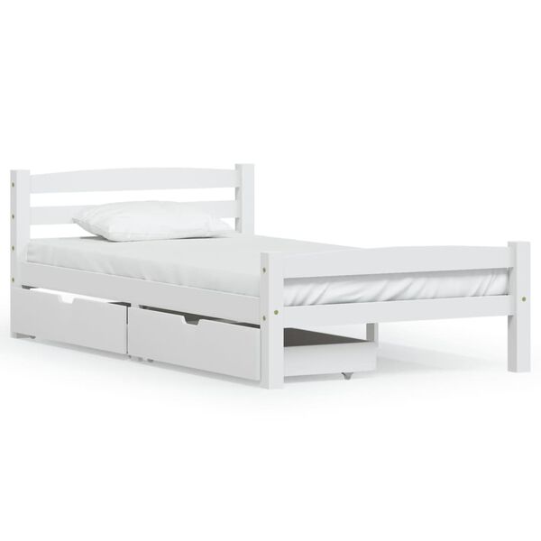 vidaXL Estructura de cama sin colch&oacute;n madera de pino blanco 100x200 cm