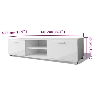 vidaXL Mueble de TV blanco brillo 140x40,5x35 cm
