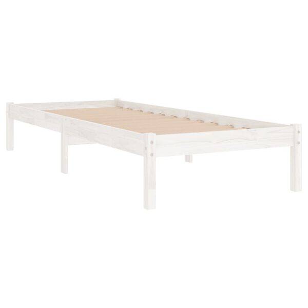 vidaXL Estructura de cama sin colch&oacute;n madera maciza blanco 100x200 cm