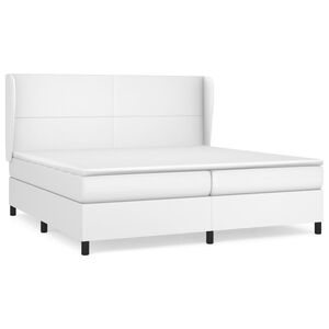 vidaXL Cama box spring con colch&oacute;n cuero sint&eacute;tico blanco 200x200 cm