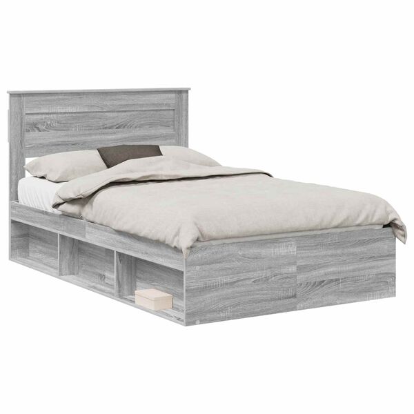 vidaXL Estructura de cama con cabecera Gris Sonoma 120 x 190 cm