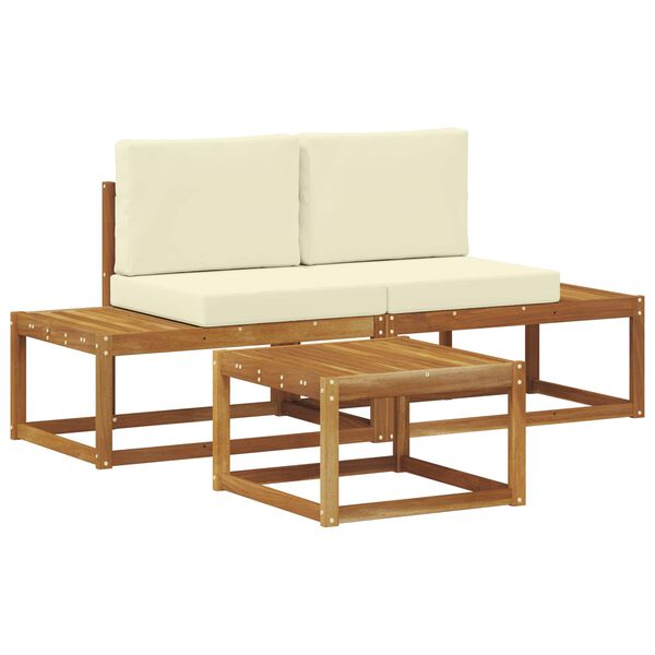 vidaXL Conjunto de sof&aacute;s de exterior con coj&iacute;n 3 pcs Natural