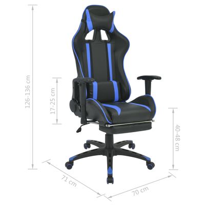 vidaXL Silla de oficina racing reclinable con reposapiés azul