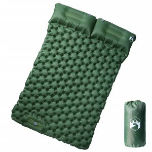 vidaXL Colch&oacute;n de camping autoinflable con almohadas 2 personas verde
