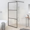 vidaXL Mampara de ducha vidrio ESG semiesmerilado negro 115x195 cm