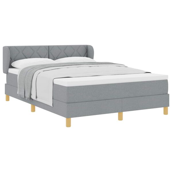 vidaXL Cama tipo Box Spring con colch&oacute;n Gris claro 160 x 200 cm tela