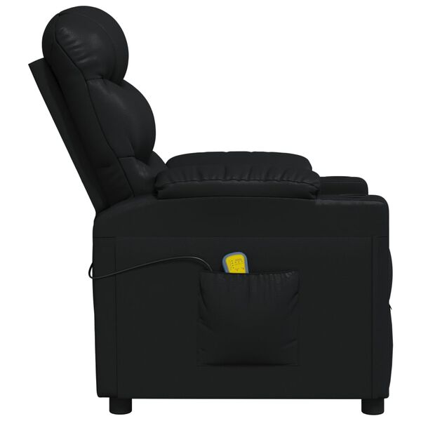 vidaXL Sillón de masaje de cuero sintético negro
