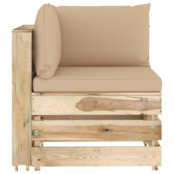 vidaXL Muebles de jard&iacute;n 6 piezas con cojines madera impregnada verde