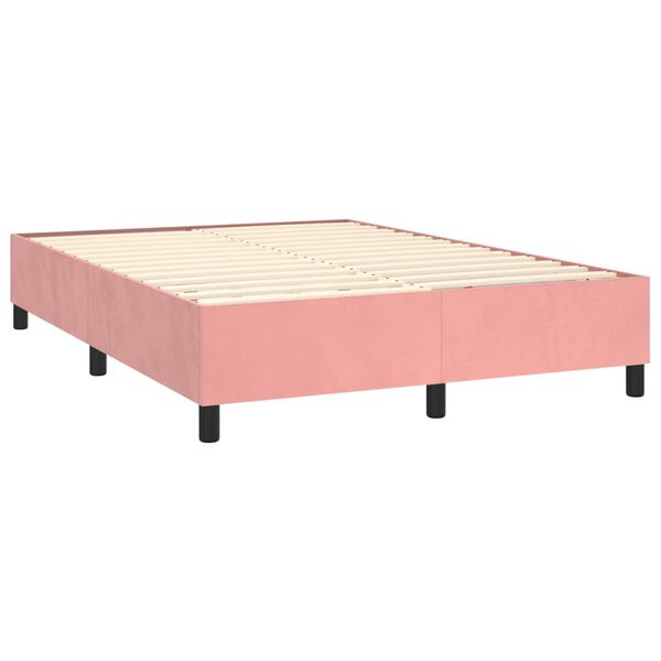 vidaXL Cama box spring con colchón terciopelo rosa 140x200 cm