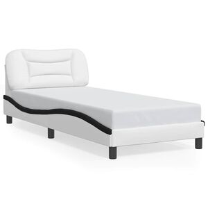 vidaXL Estructura de cama sin colch&oacute;n Hvar cuero sint&eacute;tico blanco y negro 80x200 cm