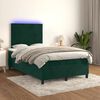 vidaXL Cama box spring colch&oacute;n y LED terciopelo verde oscuro 120x200cm
