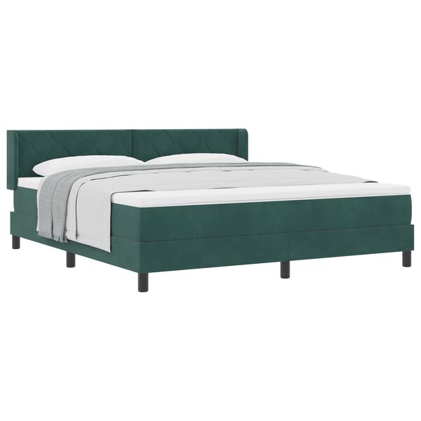 vidaXL Cama tipo Box Spring Verde oscuro 200 x 180 cm Poli&eacute;ster