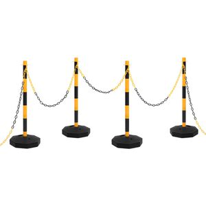 vidaXL Juego de barrera con postes y cadena pl&aacute;stico 10 m