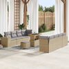 vidaXL Conjunto de sof&aacute; de jard&iacute;n 11 pcs Beige rat&aacute;n sint&eacute;tico