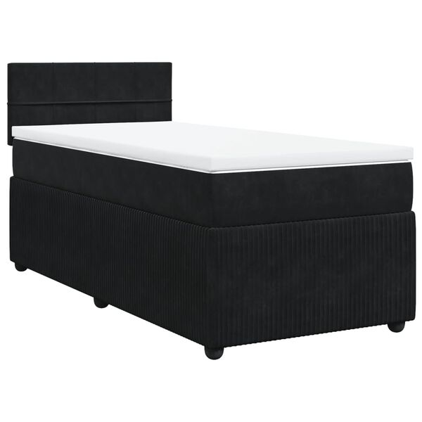 vidaXL Cama box spring con colch&oacute;n terciopelo negro 100x200 cm