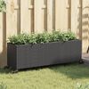 vidaXL Jardinera con ruedas y 3 maceteros rat&aacute;n PE negro 107x32x38 cm
