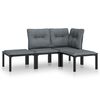 vidaXL Set de muebles de jard&iacute;n 4 piezas rat&aacute;n sint&eacute;tico negro y gris
