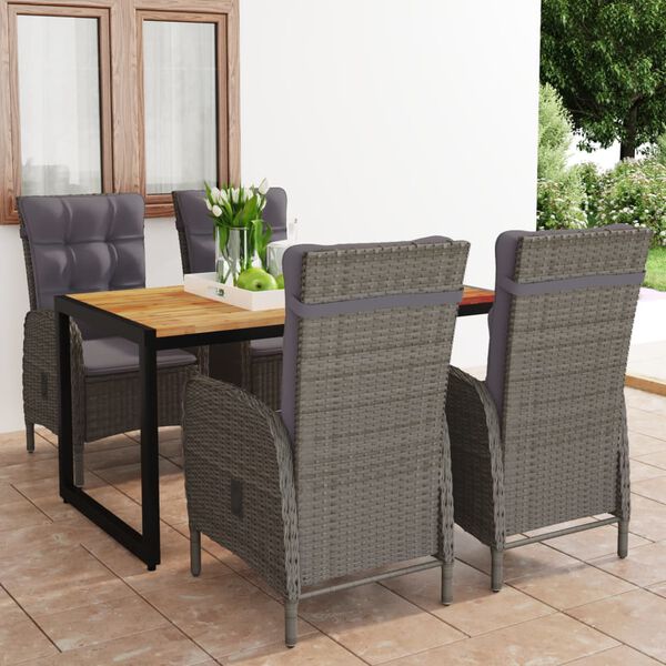 vidaXL Juego de comedor para jard&iacute;n 5 piezas gris