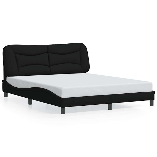 vidaXL Estructura de cama sin colch&oacute;n Hvar tela negro 160x200 cm