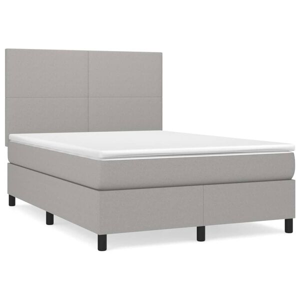vidaXL Cama box spring con colch&oacute;n tela gris claro 140x200 cm