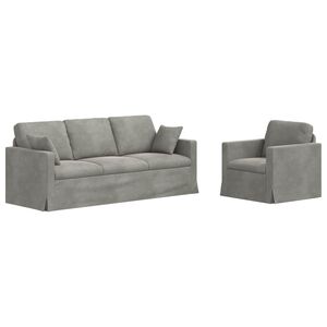 vidaXL Juego de Sof&aacute; 2 uds. Gris Claro Terciopelo