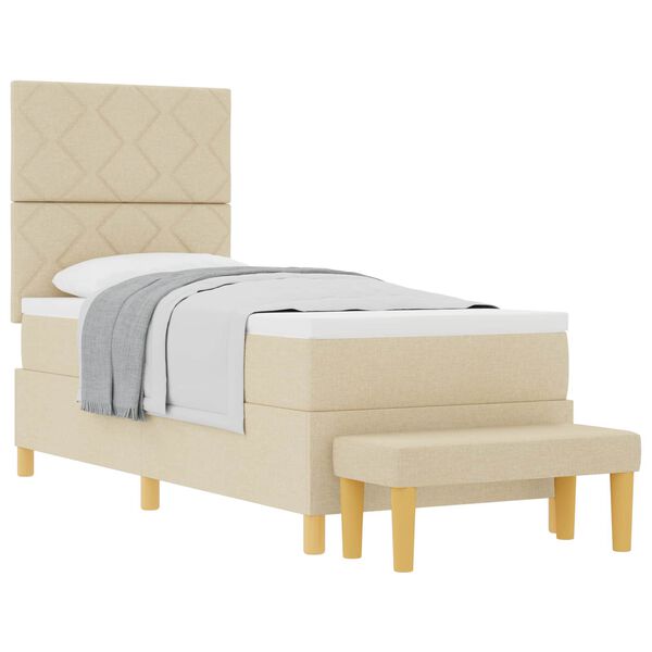 vidaXL Cama tipo Box Spring con colch&oacute;n Crema 80 x 200 cm tela