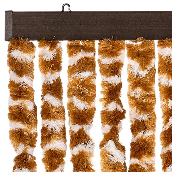 vidaXL Cortina mosquitera chenilla ocre y blanco 90x220 cm