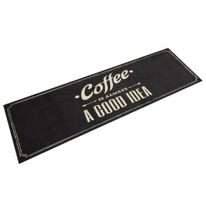 vidaXL Alfombra de cocina lavable terciopelo texto caf&eacute; 45x150 cm