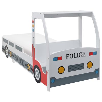 vidaXL Cama infantil coche de policía colchón 7 zonas H2 90x200 cm