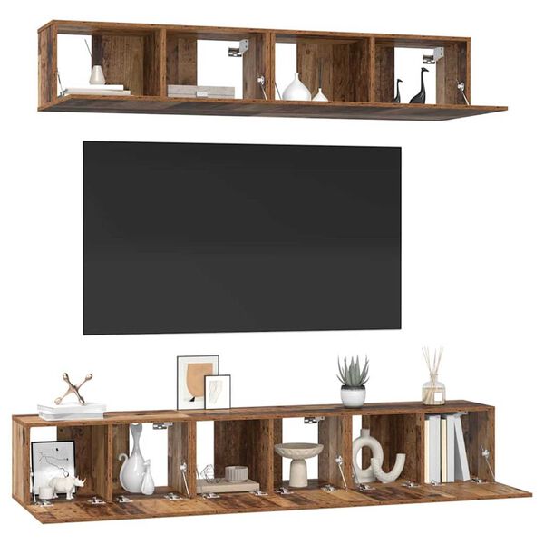 vidaXL Conjunto de mueble de TV Montaje en la pared 5 pcs Madera Vieja