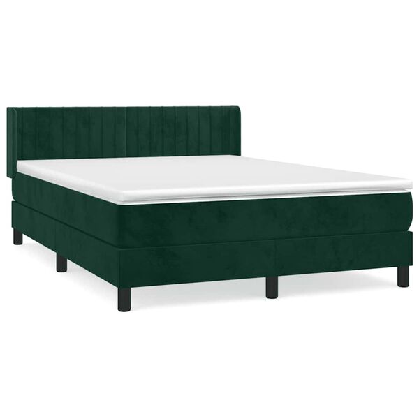vidaXL Cama box spring con colch&oacute;n terciopelo verde oscuro 140x200 cm