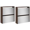 vidaXL Mueble zapatero con espejo 4 niveles roble marr&oacute;n 63x17x134 cm