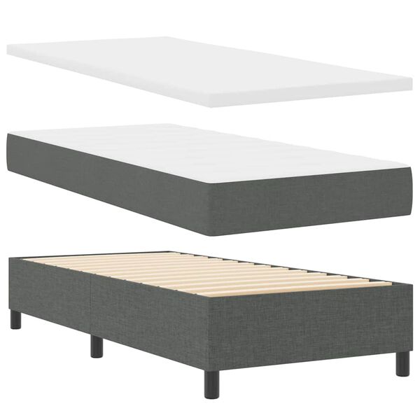 vidaXL Cama tipo Box Spring con colch&oacute;n Gris oscuro 100 x 200 cm tela
