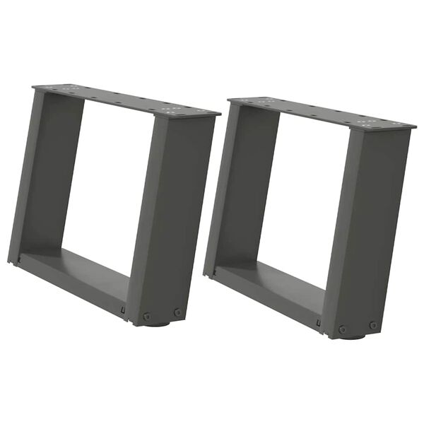 vidaXL Patas para mesa de centro en forma de U (2 unidades), antracita, 40 x (30-31) cm, acero