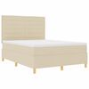 vidaXL Cama tipo Box Spring con colch&oacute;n Crema 140 x 190 cm tela