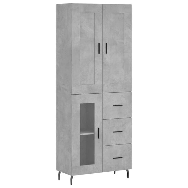 vidaXL Aparador alto madera contrachapada gris hormig&oacute;n 69,5x34x180 cm