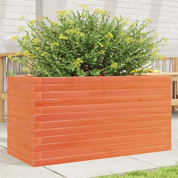 vidaXL Jardinera de madera maciza pino marr&oacute;n cera 90x40x46 cm