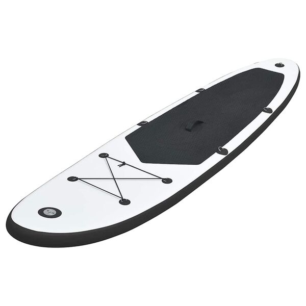 vidaXL Juego de tabla de paddle surf inflable negro y blanco