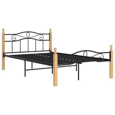 vidaXL Estructura de cama madera maciza roble metal negro 120x200 cm