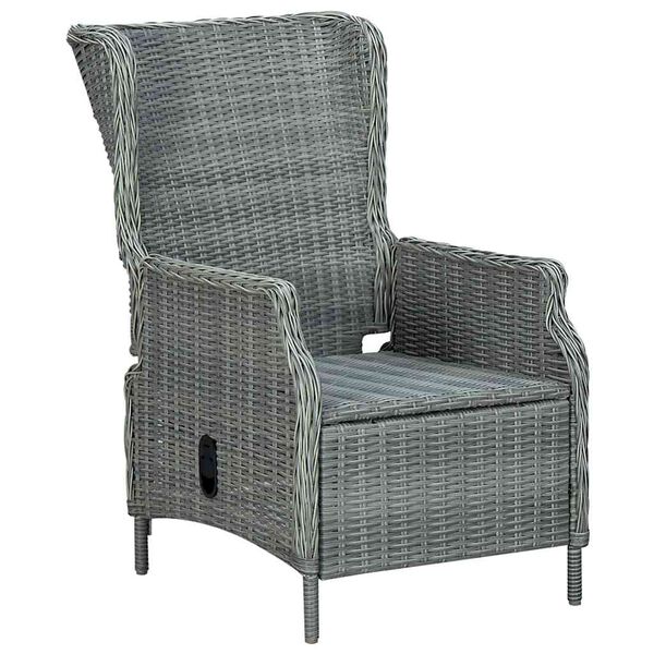 vidaXL Sillón reclinable de jardín cojines ratán sintético gris claro
