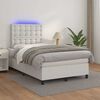 vidaXL Cama box spring colch&oacute;n y LED cuero sint&eacute;tico blanco 120x190 cm