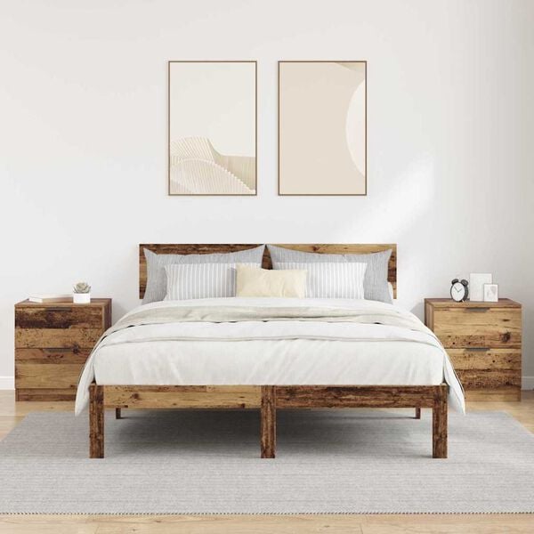 vidaXL Armario de Noche con caj&oacute;n 2 pcs Madera vieja 45 x 39 x 50cm